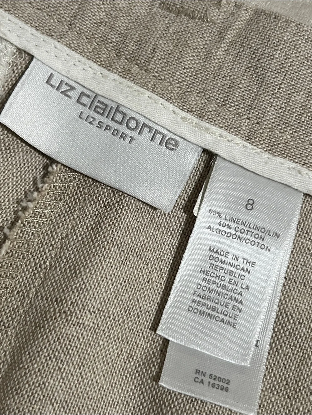 Liz Claiborne Oat Beige Tailored High-Waist Linen Cotton Shorts Minimalist Sz 8